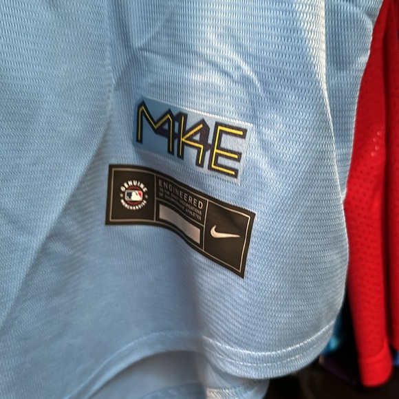 Christian Yelich Milwaukee Brewers Nike 2022 City Connect Replica Jersey - Blue - Picture 5 of 7